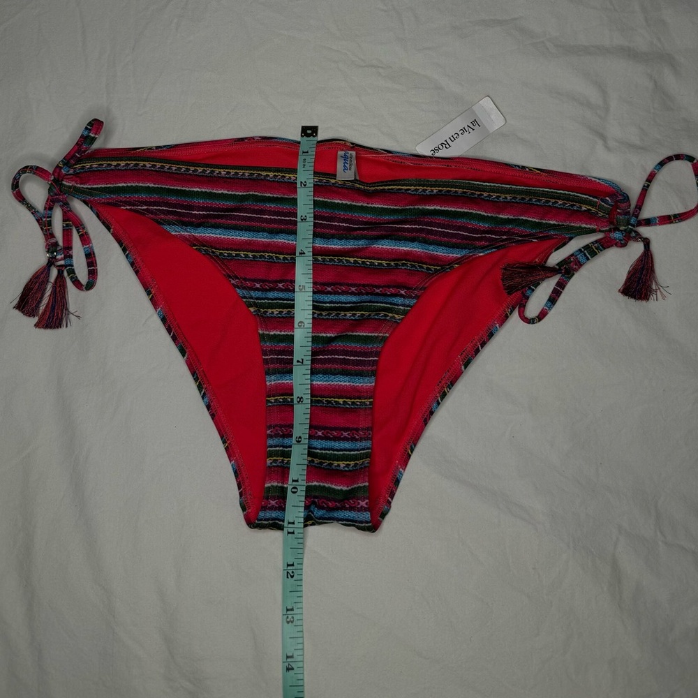 NWT LA VIE EN ROSE Multicolor Striped Bikini Set - Adjustable - Boho XL - Picture 8 of 11